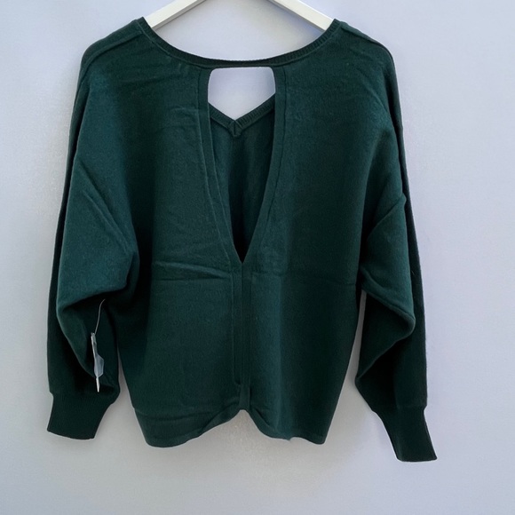 Last ONE Anthro  Pilcro The Back Out and About Do Green Cashmere Sweater size S - Picture 7 of 10